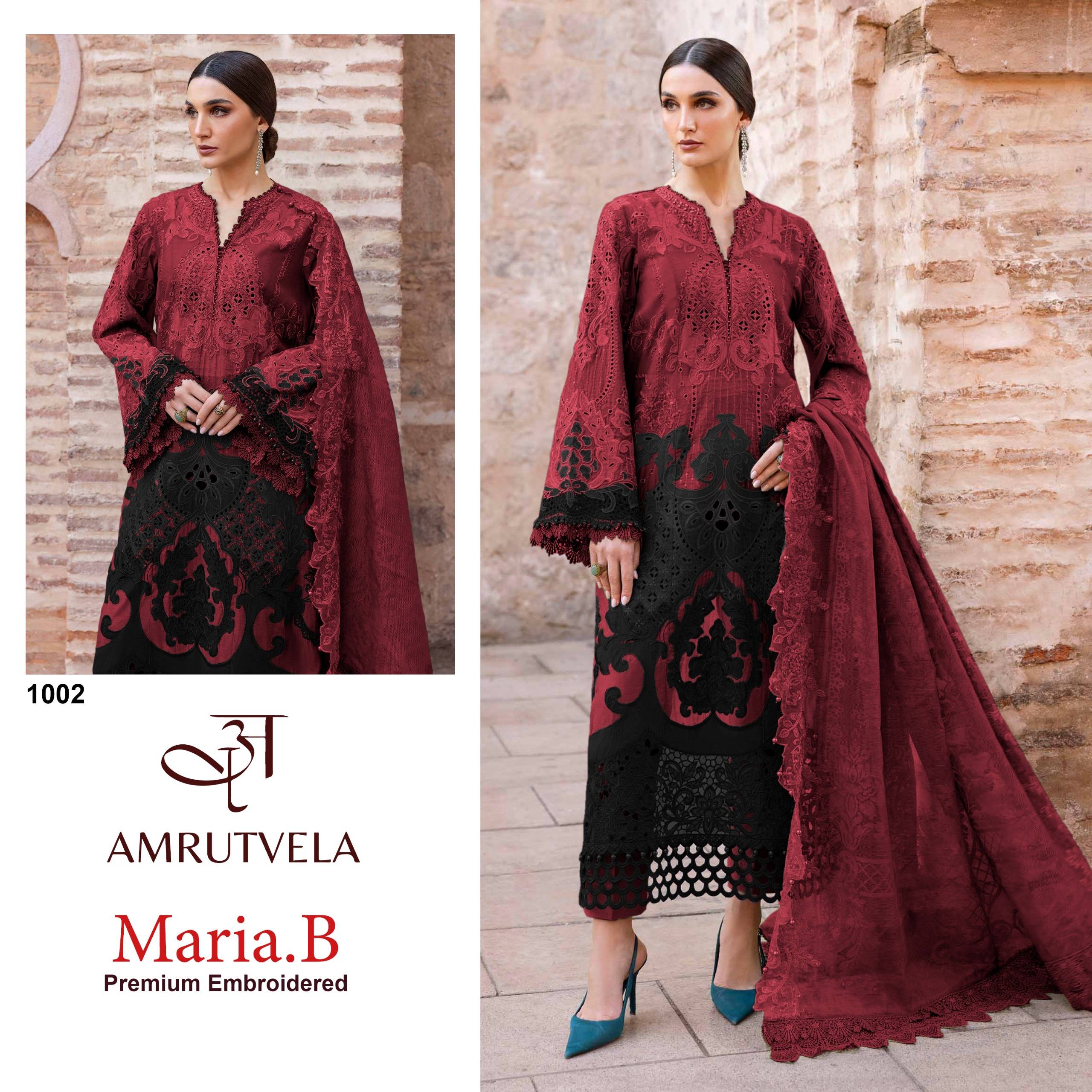 Maria B By Amrutvela Textile 1001 To 1003 Series Beautiful Festive Suits Stylish Fancy Colorful Casual Wear & Ethnic Wear Pure Cotton Dresses At Wholesale Price